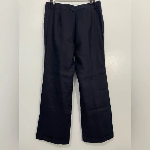 Chaps Navy Blue Linen Wide Leg Pants Size 14 - Picture 2 of 10